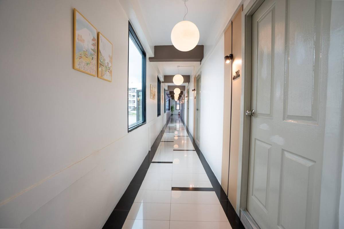 Bright corridor with paper lantern